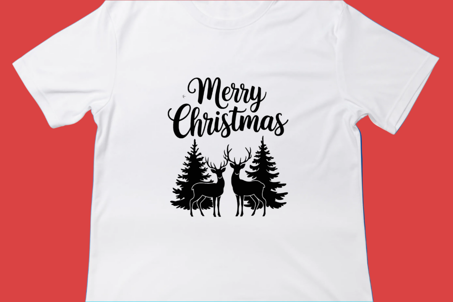 Merry Christmas – Deer & Trees Silhouette