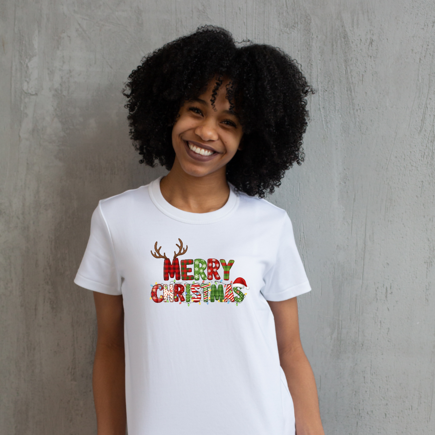 Merry Christmas Plaid Letter Tee