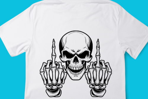 Skull flipping the finger