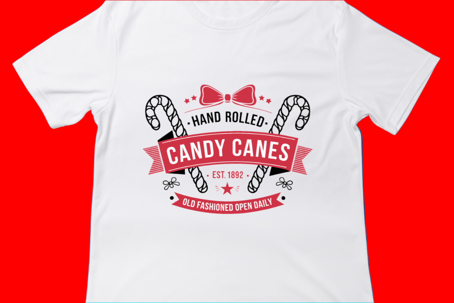 Candy Canes Old Fashioned, Open Daily Vintage Sign Tee