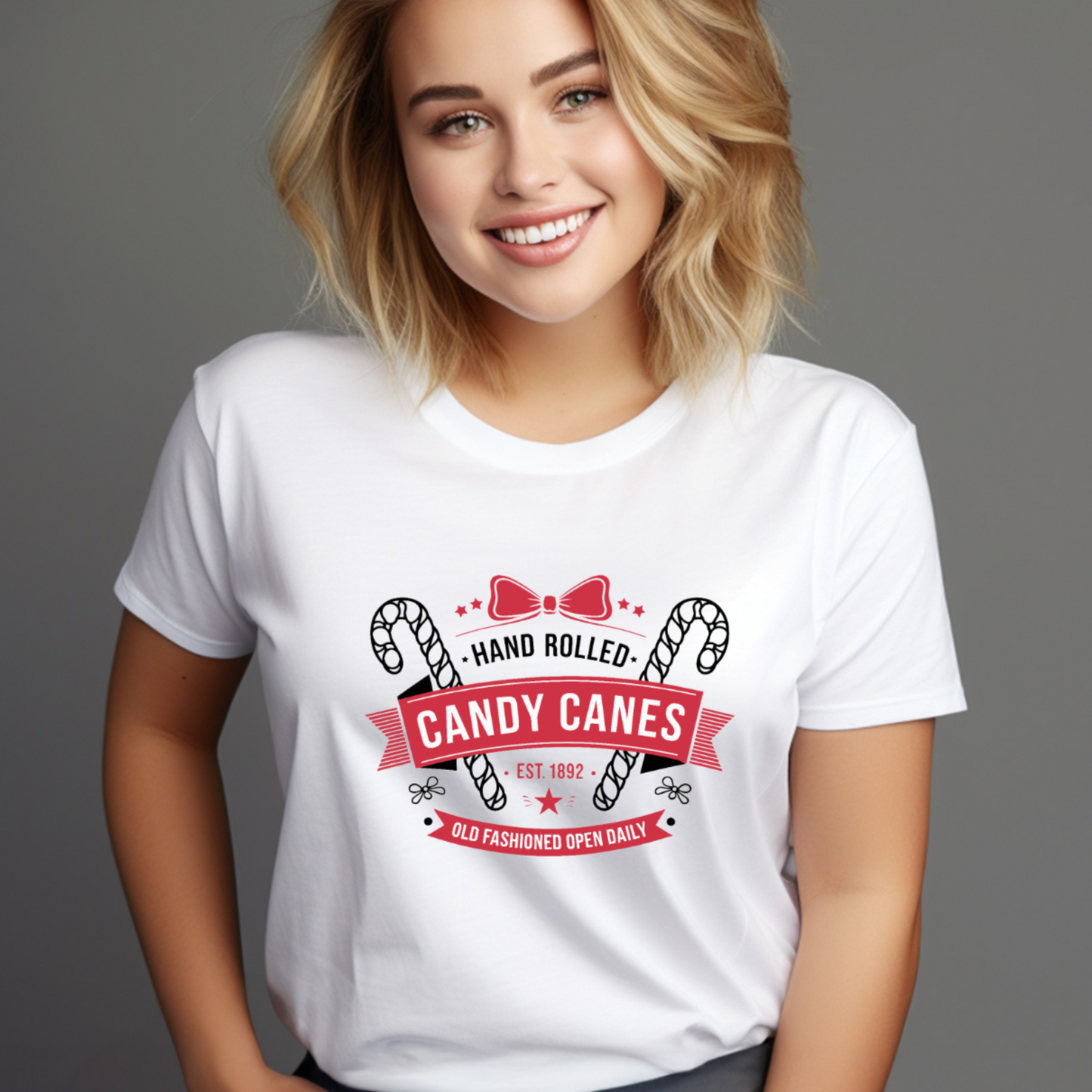Candy Canes Old Fashioned, Open Daily Vintage Sign Tee