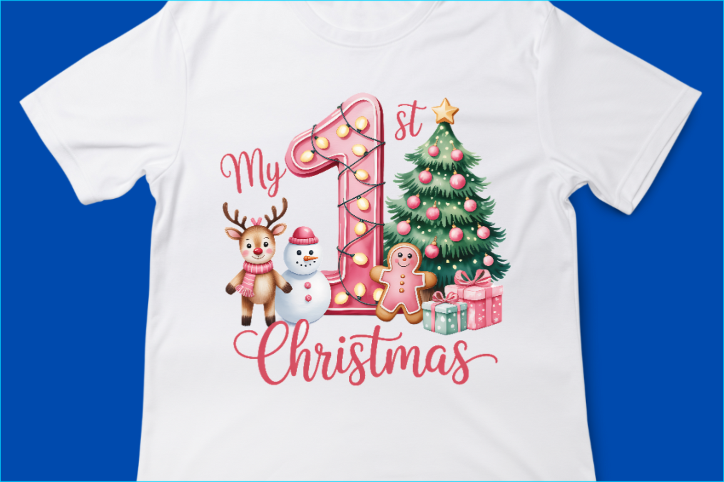 My First Christmas, Candy Cane 1 with Reindeer Tee