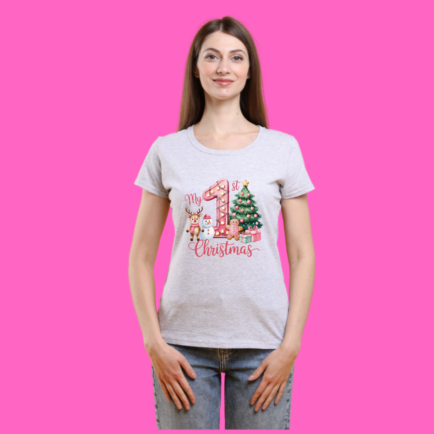 My First Christmas, Candy Cane 1 with Reindeer Tee