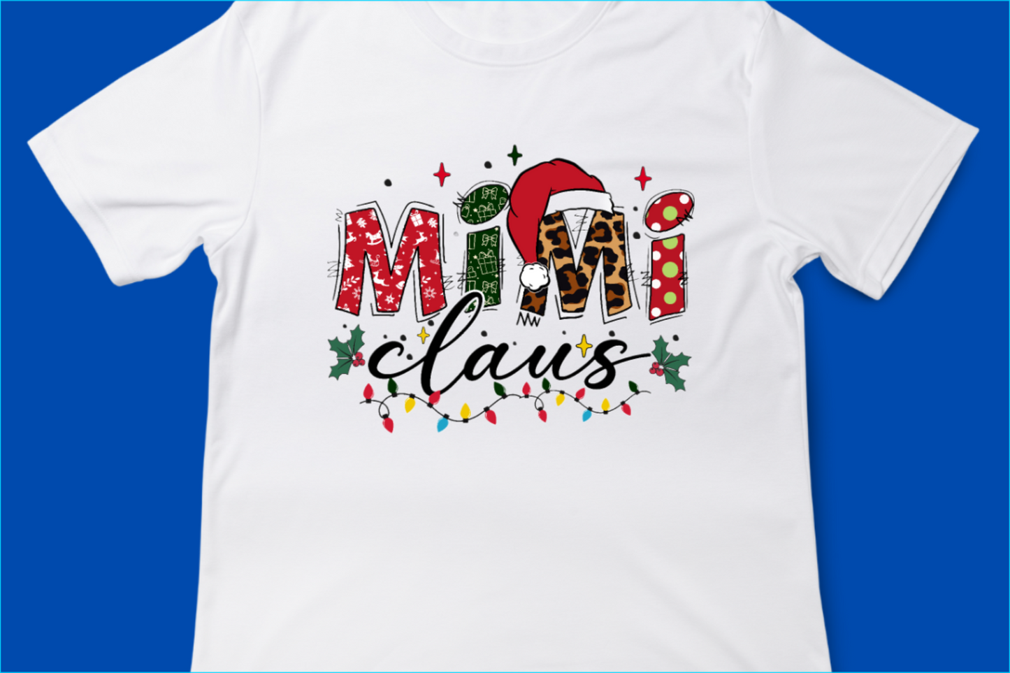 Mimi Clause Christmas Shirt, Festive Holiday Lettering Tee for Grandma