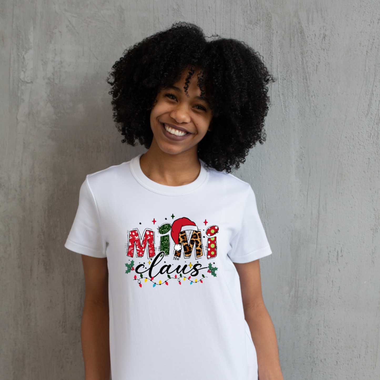 Mimi Clause Christmas Shirt, Festive Holiday Lettering Tee for Grandma