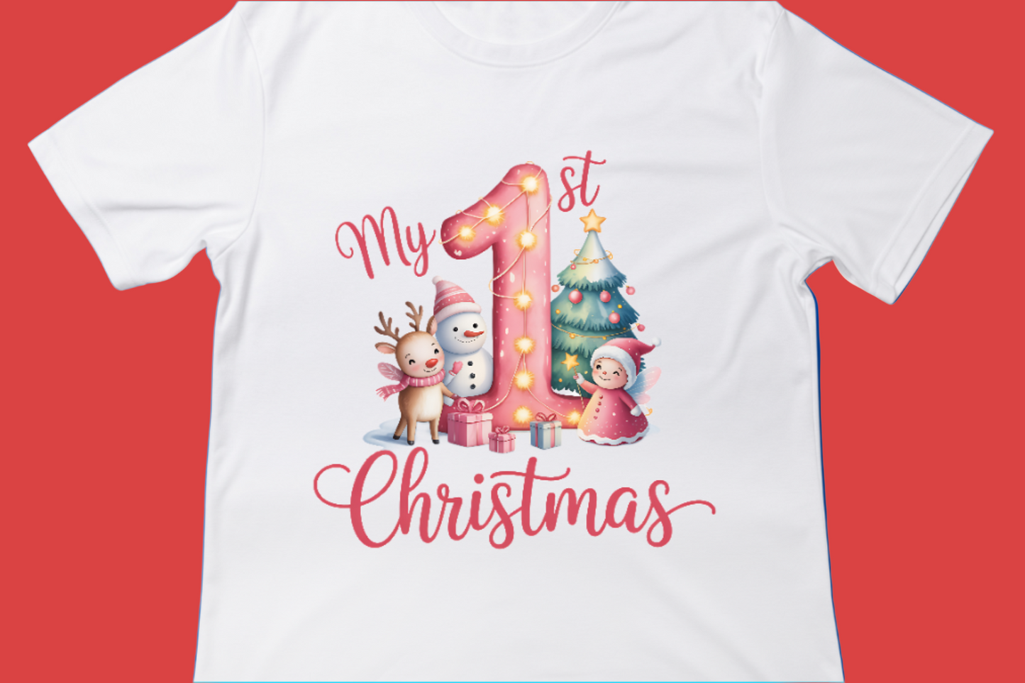 My First Christmas, Rustic Reindeer & Tree Tee