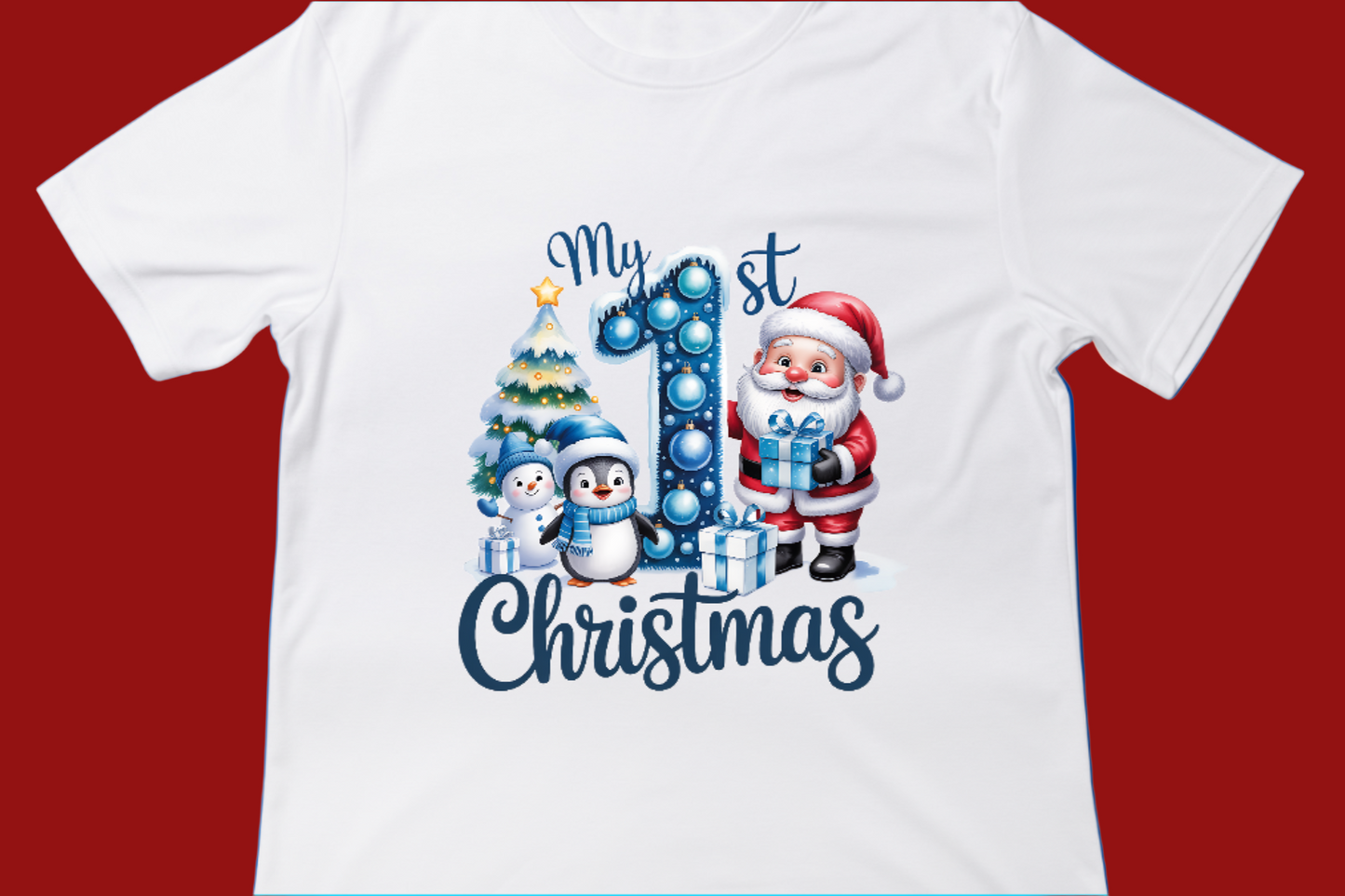 My First Christmas, Penguin & Santa Tee