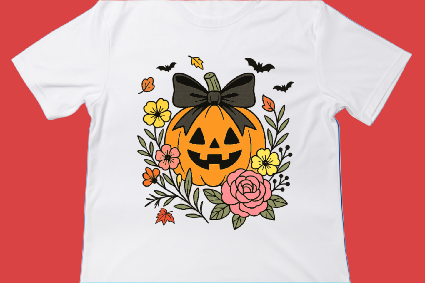 Floral Pumpkin Bow Tee