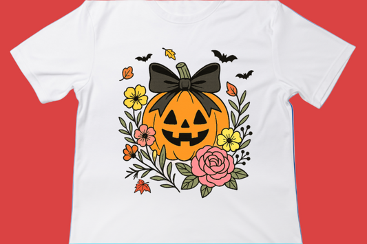 Floral Pumpkin Bow Tee