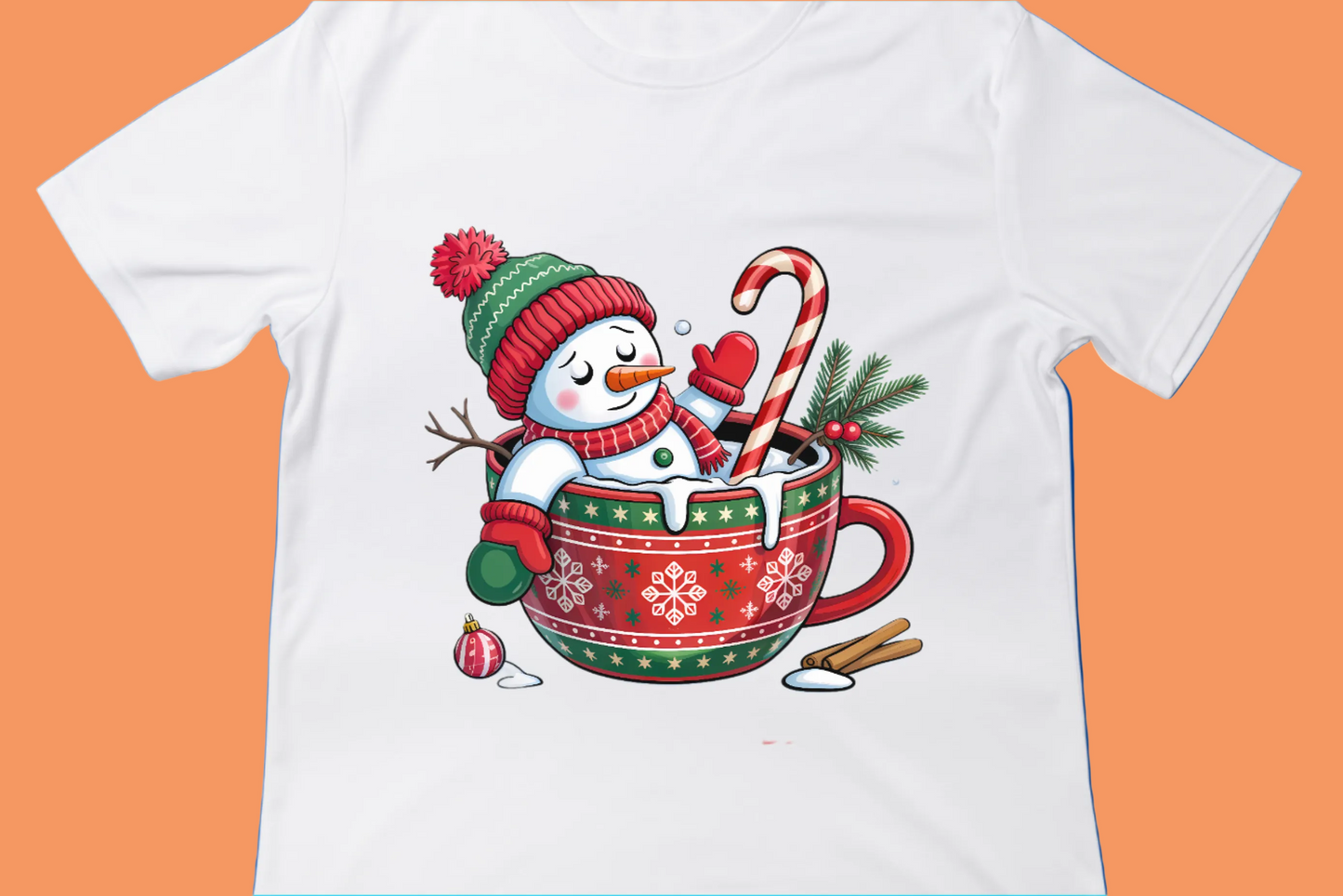 Cozy Snowman Hot Cocoa Christmas Tee