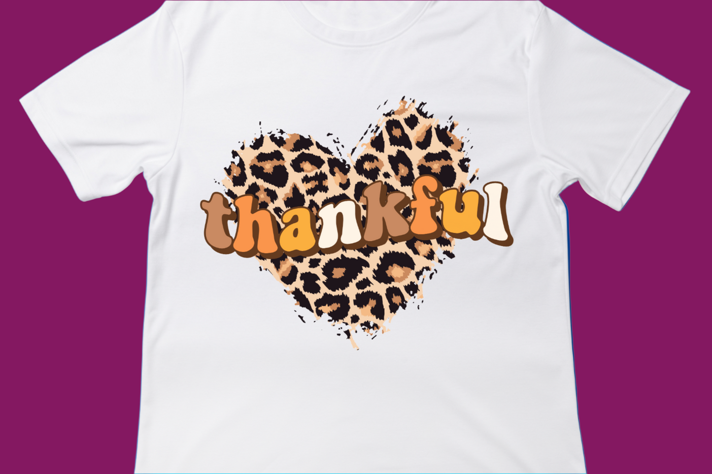 Thankful Leopard Heart Tee, Fall Graphic Shirt